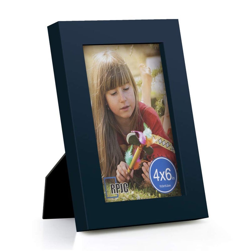 RPJC 4x6 inch Picture Frame Made of Solid Wood High Definition Glass for Table Top Display and Wall Mounting Photo Frame Jazz Blue - Image 1